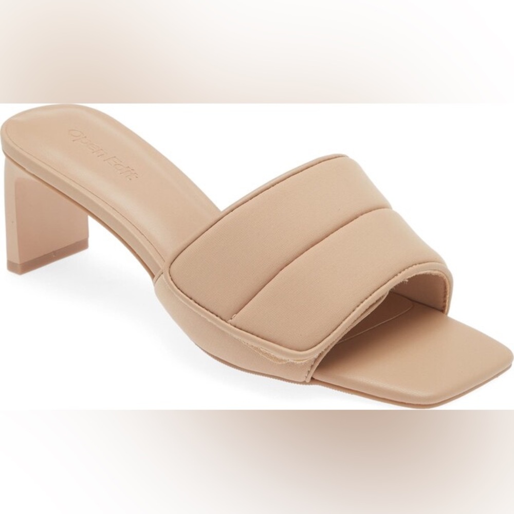 Open Edit Cava Slide Sandal Square Toe Heel | Size 7.5 Nude